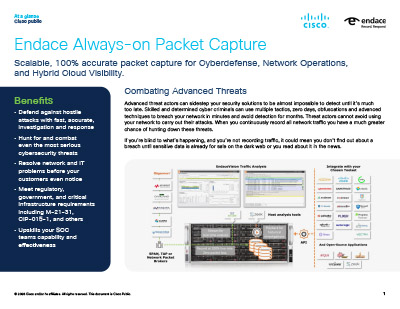 Integrate packet capture with Cisco Firepower and Stealthwatch.