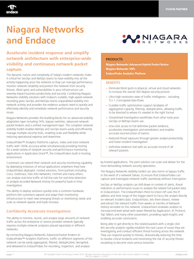 Niagara Networks and Endace